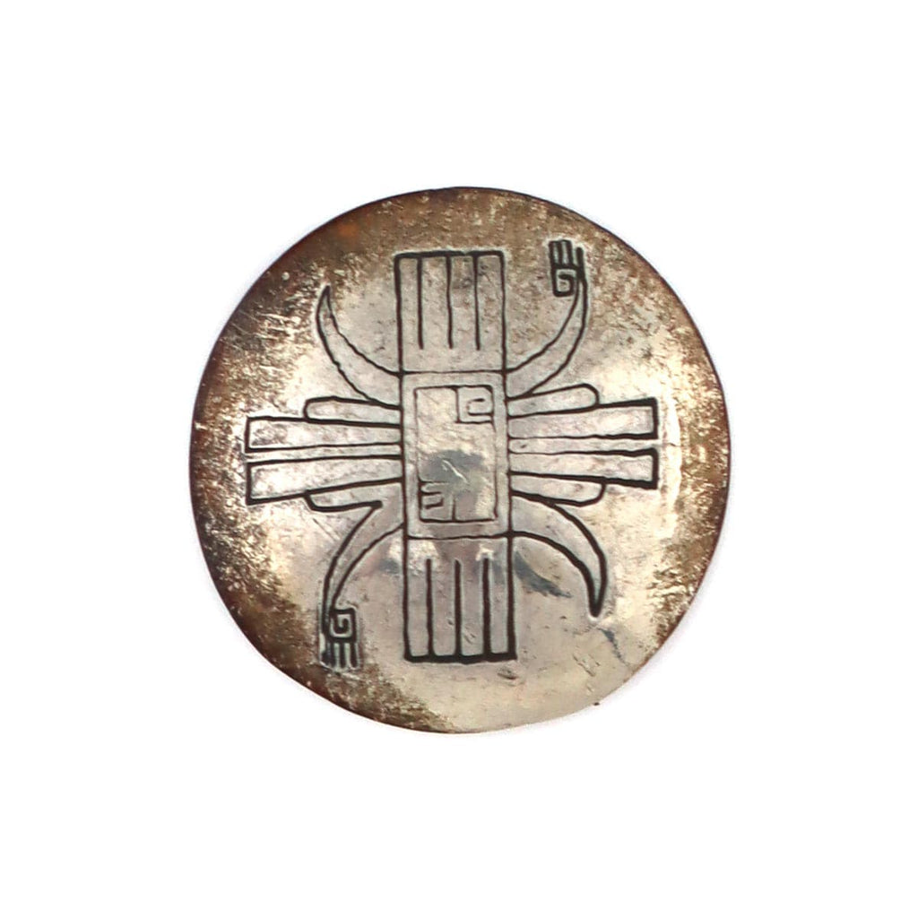Hopi Silver Button Cover with Stamped Design c. 1940-50s, 1.125" diameter (J14165-03) 