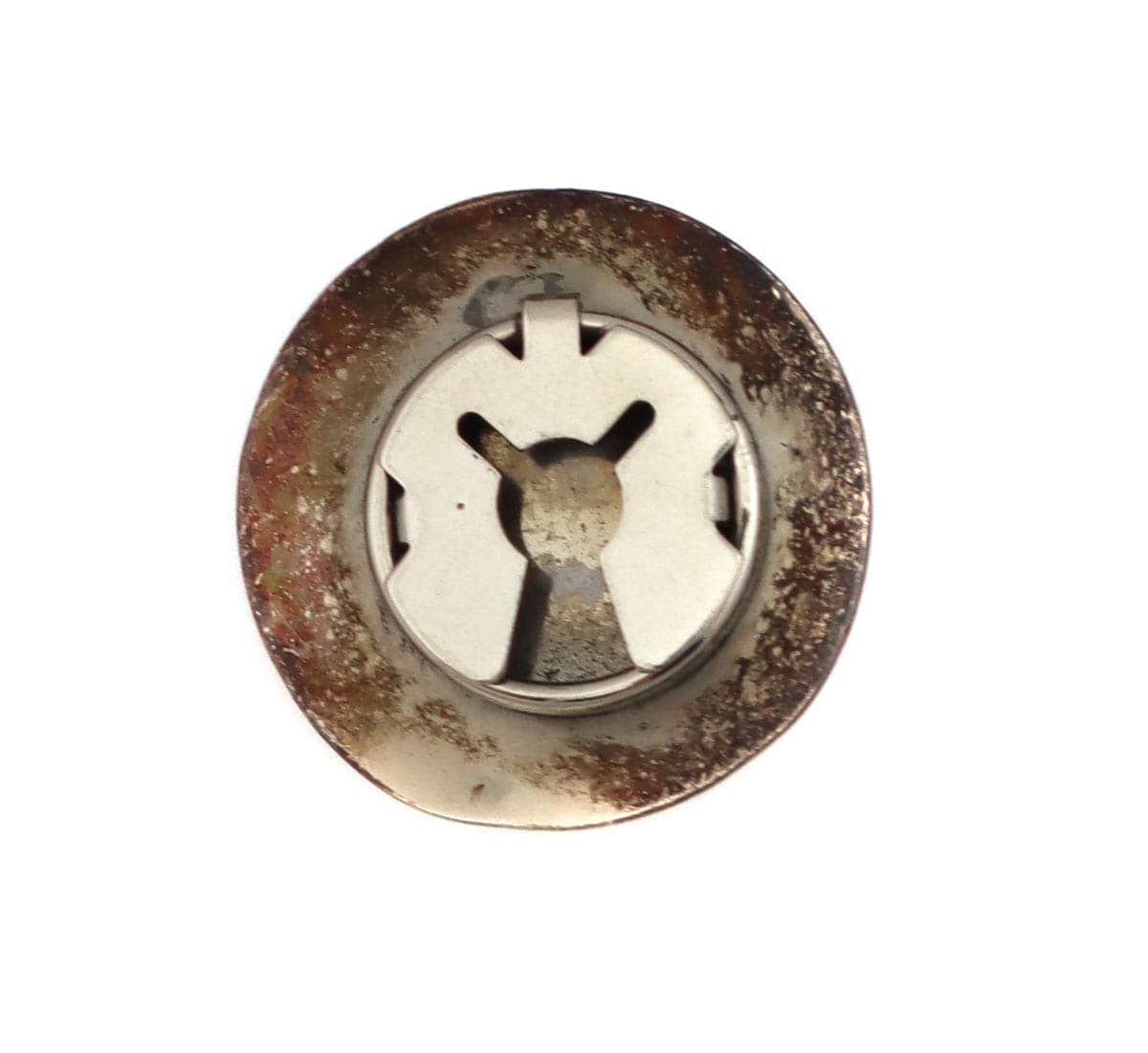 Hopi Silver Button Cover with Stamped Design c. 1940-50s, 1.125" diameter (J14165-06)