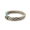 Kee (Karl) Nataani â€“ Navajo Sterling Silver Twisted Cable Design Bracelet with Turquoise on Terminals, Contemporary (J14184-002)3