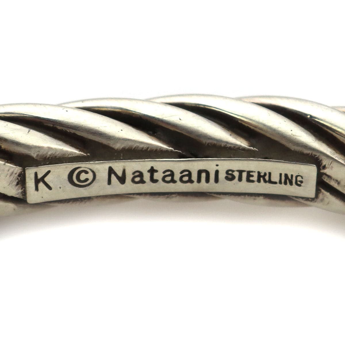 Kee (Karl) Nataani â€“ Navajo Sterling Silver Twisted Cable Design Bracelet with Turquoise on Terminals, Contemporary (J14184-002)5