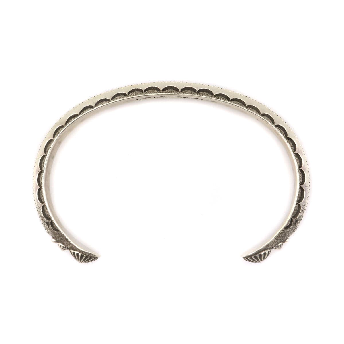Kee (Karl) Nataani â€“ Navajo Sterling Silver Stamped Design Bracelet, Contemporary (J14184-007)4