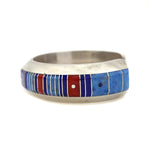 Gibson Nez - Navajo Multi-Stone Channel Inlay and Silver Bracelet c. 1990s (J14190-020-CO)1