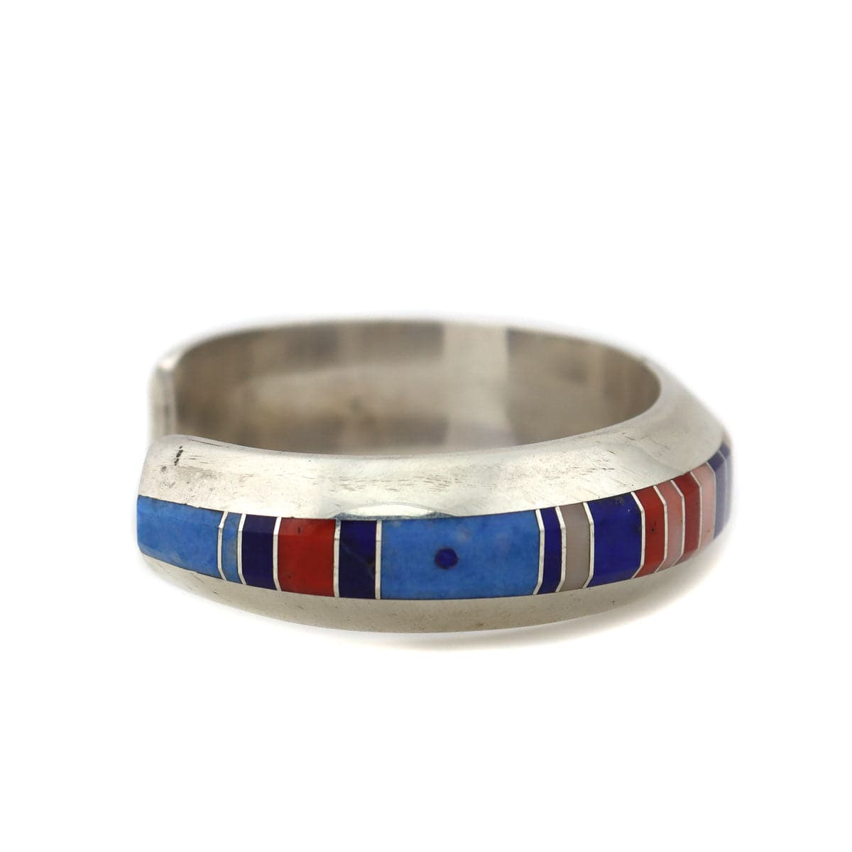 Gibson Nez - Navajo Multi-Stone Channel Inlay and Silver Bracelet c. 1990s (J14190-020-CO)3