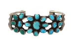 Navajo Turquoise Cluster and Ingot Silver Bracelet c. 1920s, size 6.25 (J14190-022-CO)
