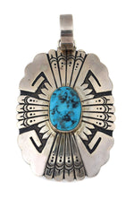 Navajo Turquoise and Silver Overlay Pendant c. 1980-90s, 3.5" x 2" (J14209)