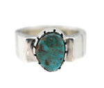 Roy Talahaftewa - Hopi Contemporary Turquoise and Silver Ring with Arrow Design, size 7.75 (J14264)