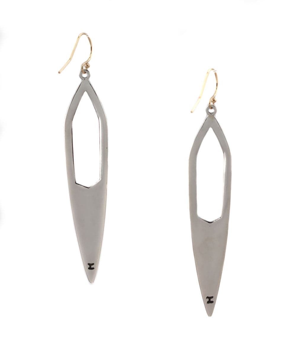 Jared Chavez - San Felipe Contemporary Silver Silhouette Series French Hook Earrings, 2.5" x 0.5" (J14457) 1