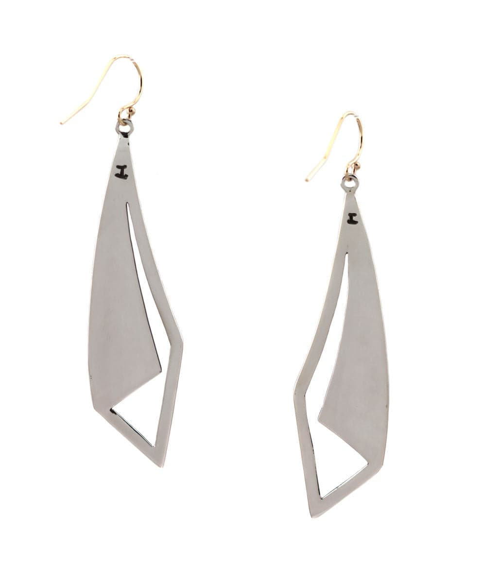 Jared Chavez - San Felipe Contemporary Silver Silhouette Series French Hook Earrings, 2.5" x 0.75" (J14463) 1