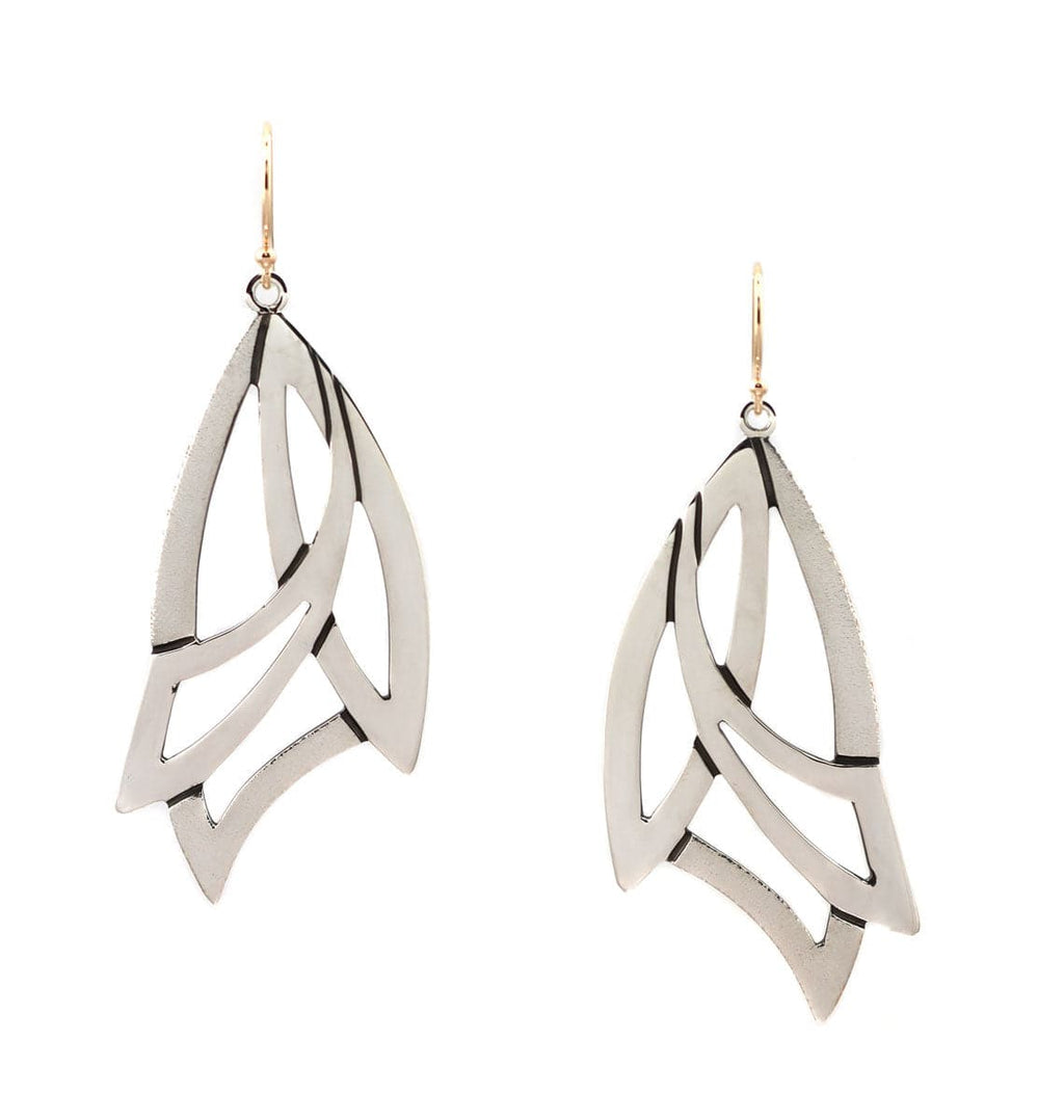 Jared Chavez - San Felipe Contemporary Silver Silhouette Series French Hook Earrings, 2.125" x 1.125" (J14464)
