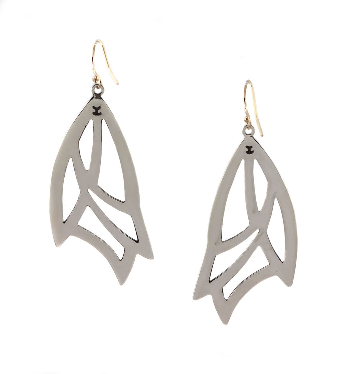 Jared Chavez - San Felipe Contemporary Silver Silhouette Series French Hook Earrings, 2.125" x 1.125" (J14464) 1