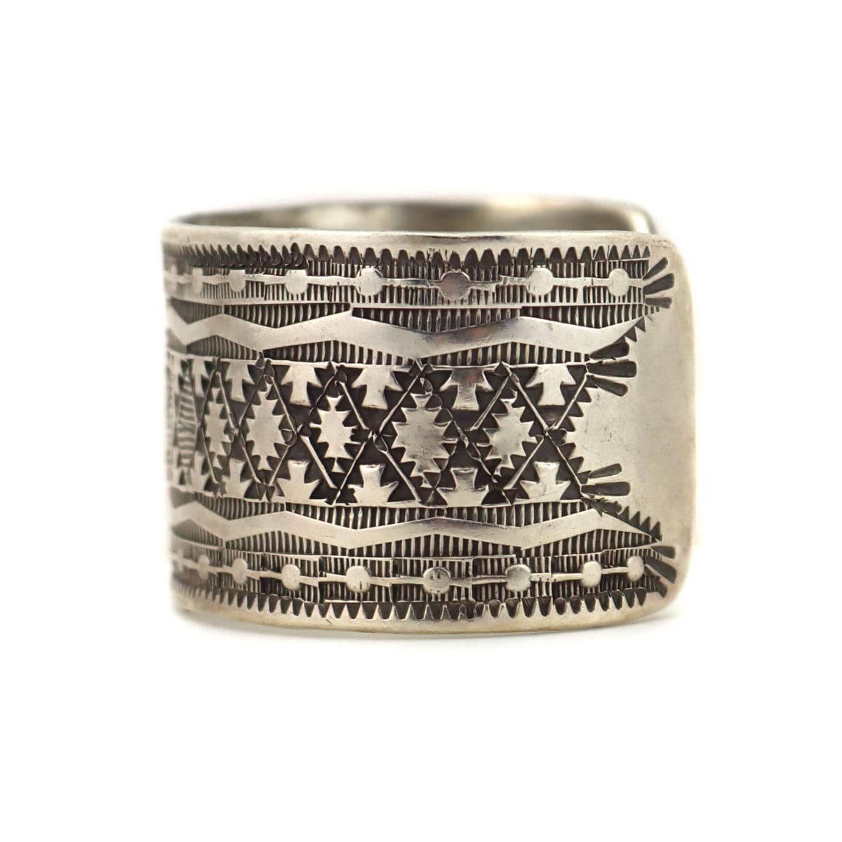 Navajo Silver Bracelet with Stamped Design, size 6.75 (J14528) 3
