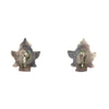 Zuni Multi-Stone and Silver Screw-back Earrings c. 1940s, 1.125" x 1" (J14574)1