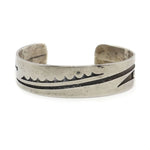 Hopi Silver Overlay Bracelet with Asymmetrical Design c. 1960-70s, size 6.5 (J14625-C)