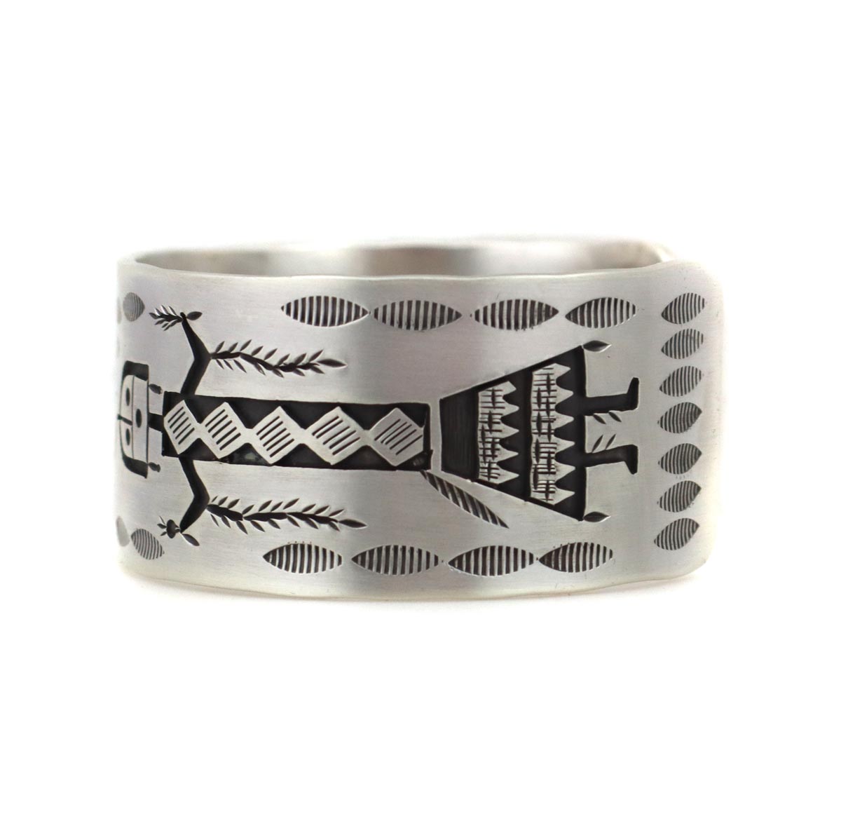 Roland Begay - Contemporary Navajo Sterling Silver Overlay Bracelet with Yei Design, size 7 (J14755) 3