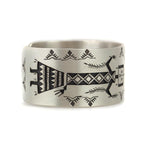 Roland Begay - Contemporary Navajo Sterling Silver Overlay Bracelet with Yei Design, size 7 (J14758) 1