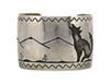 Navajo Silver Inlay Cuff with Landscape and Coyote Design c. 1970s, size 7.25 (J14759-CO-100)