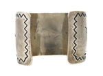 Navajo Silver Inlay Cuff with Landscape and Coyote Design c. 1970s, size 7.25 (J14759-CO-100) 2