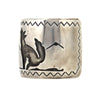 Navajo Silver Inlay Cuff with Landscape and Coyote Design c. 1970s, size 7.25 (J14759-CO-100) 3