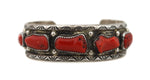 Terry Martinez (b.1961) -Navajo Coral and Silver Bracelet c.1970s, size 7.25 (J14759-CO-101)