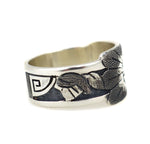 Ronald Wadsworth - Hopi Contemporary Sterling Silver Overlay Ring with Sunface Kachina Design, size 11.25 (J14771) 1