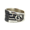 Ronald Wadsworth - Hopi Contemporary Sterling Silver Overlay Ring with Sunface Kachina Design, size 9 (J14773) 3