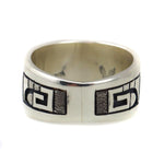 Ronald Wadsworth - Hopi Contemporary Sterling Silver Overlay Ring with Sunface Kachina Design, size 10.25 (J14775) 2