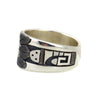 Ronald Wadsworth - Hopi Contemporary Sterling Silver Overlay Ring with Sunface Kachina Design, size 10.25 (J14775) 3