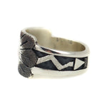 Ronald Wadsworth - Hopi Contemporary Sterling Silver Overlay Ring with Sunface Kachina Design, size 7.75 (J14776) 3
 