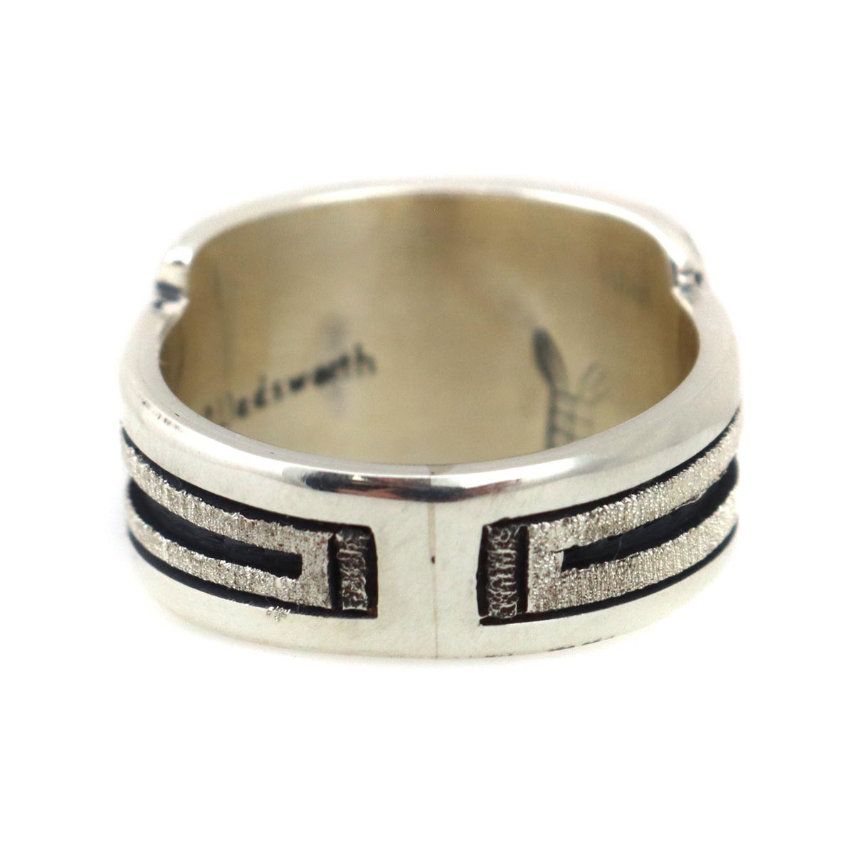 Ronald Wadsworth - Hopi Contemporary Sterling Silver Overlay Ring with Sunface Kachina Design, size 8 (J14777) 2
