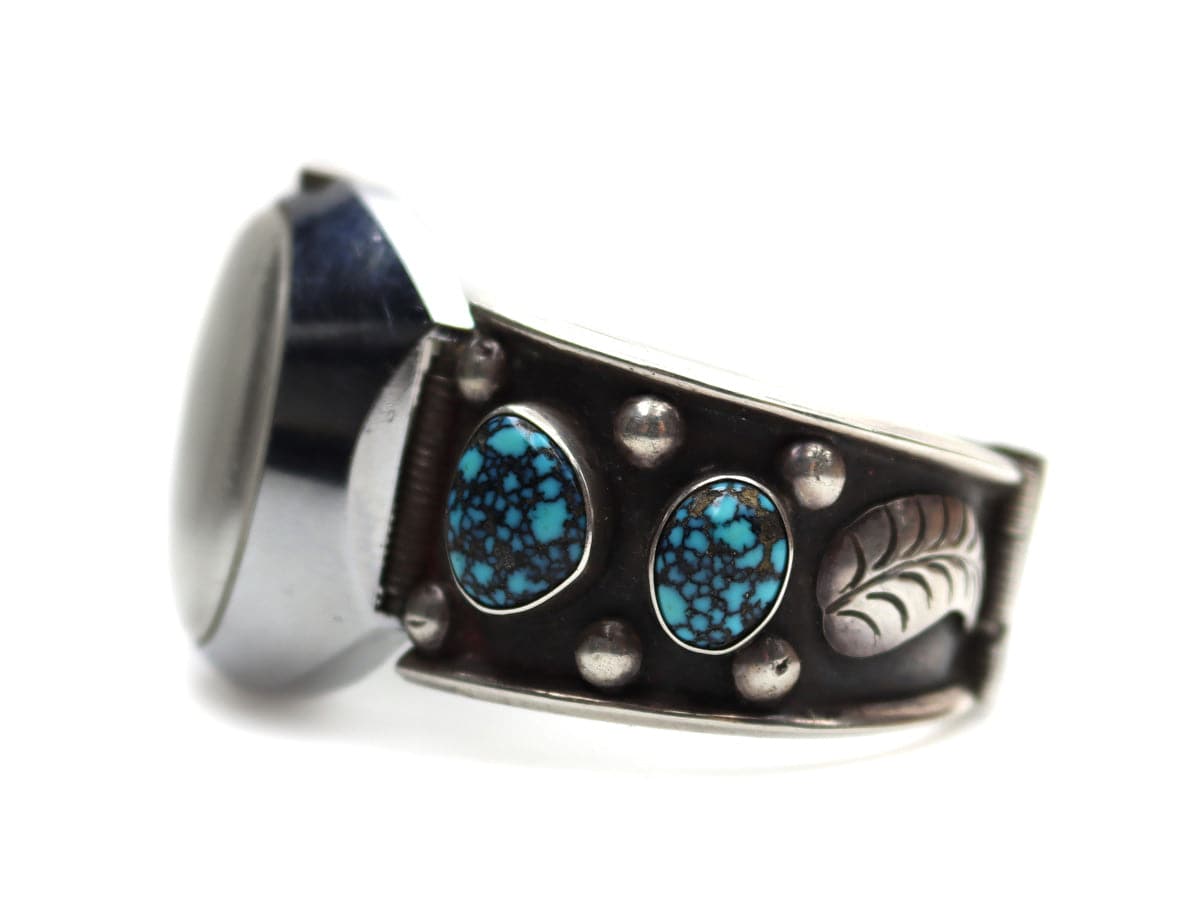 Navajo Lander Blue Turquoise and Silver Watchband c. 1970s, size 6 (J14839) 4