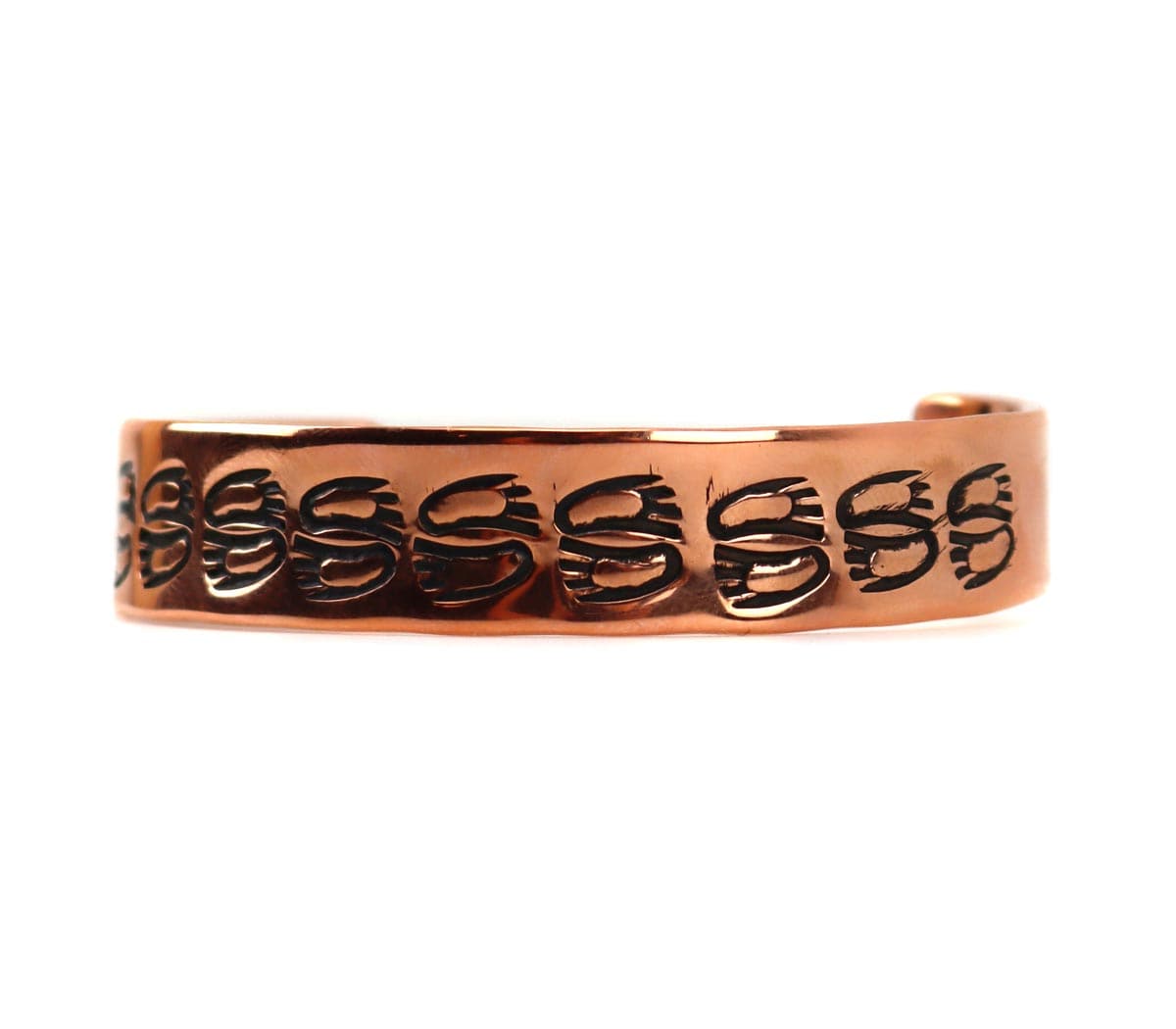 John K. Aguilar - Santo Domingo (Kewa) Contemporary Copper Bracelet with Stamped Design, size 6.75 (J14864)
