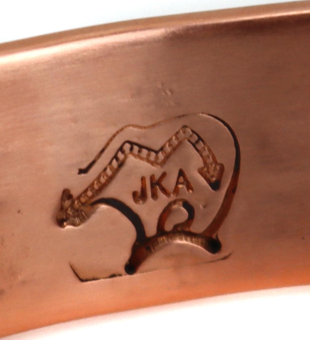 John K. Aguilar - Santo Domingo (Kewa) Contemporary Copper Bracelet with Stamped Design, size 6.75 (J14864)4

