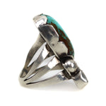 Zuni Turquoise and Coral Ring c. 1940-50s, size 6 (J14910) 1