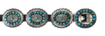 Navajo Number 8 Turquoise, Silver and Leather Concho Belt c. 1940-50s, 33" - 37" waist (J14924-041) 2