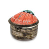 Santo Domingo (Kewa) Spiny Oyster Shell with Multi-Stone Inlay and Silver Lidded Box c. 1940-50s, 3.25" x 4.5" x 4.125" (J14924-043) 1