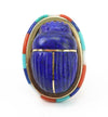 Branson - Zuni Gold, Lapis Lazuli, Multi-Stone Scarab Egyptian Revival Set c. 1950-60s, Includes Reversible Necklace, Ring and Bracelet (J14924-071) 9