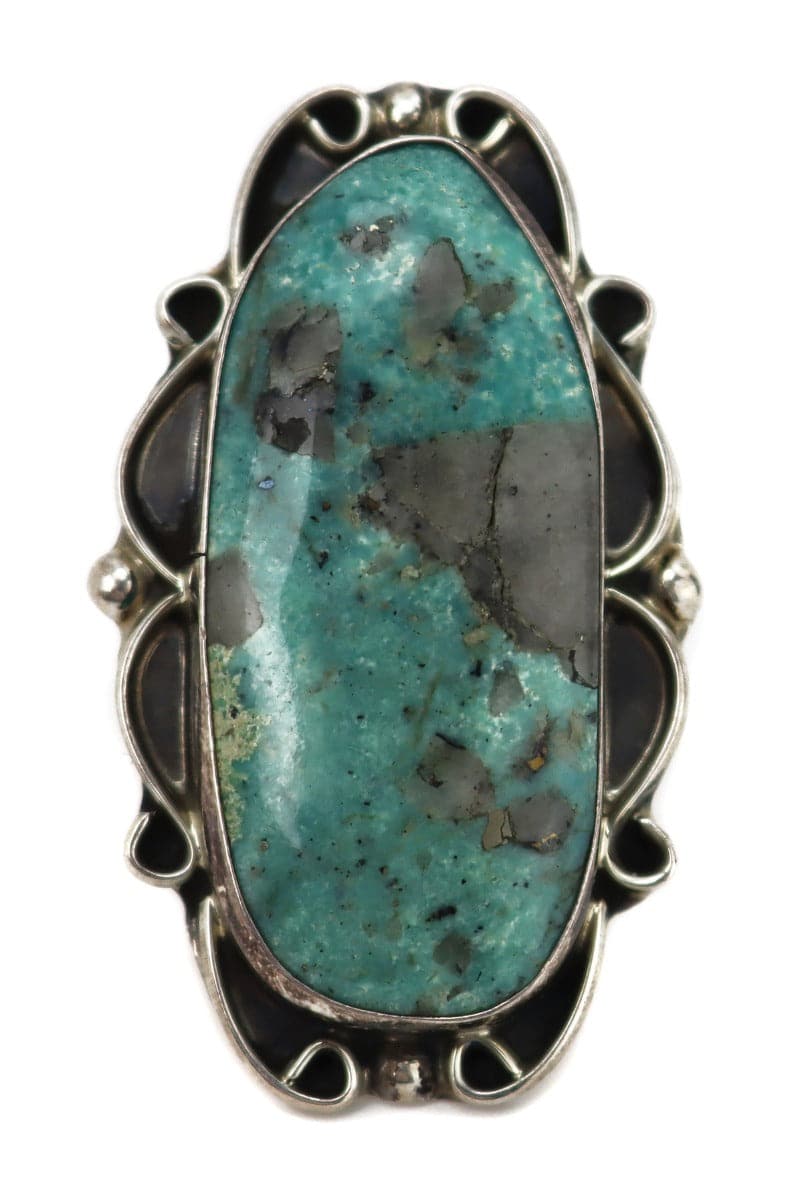 Jerry Roan - Navajo Turquoise and Silver Ring c. 1980s, size 9.25 (J14937)