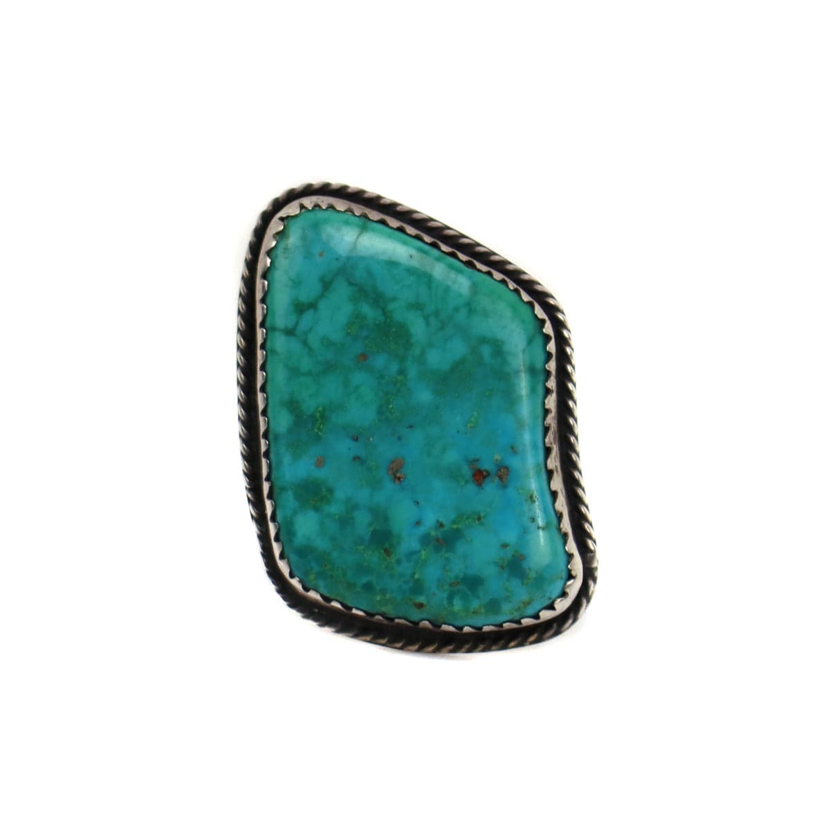 Mark Chee (1914-1981) - Navajo Blue Gem Turquoise and Silver Ring c. 1950s, Size 10.5 (J15057)
