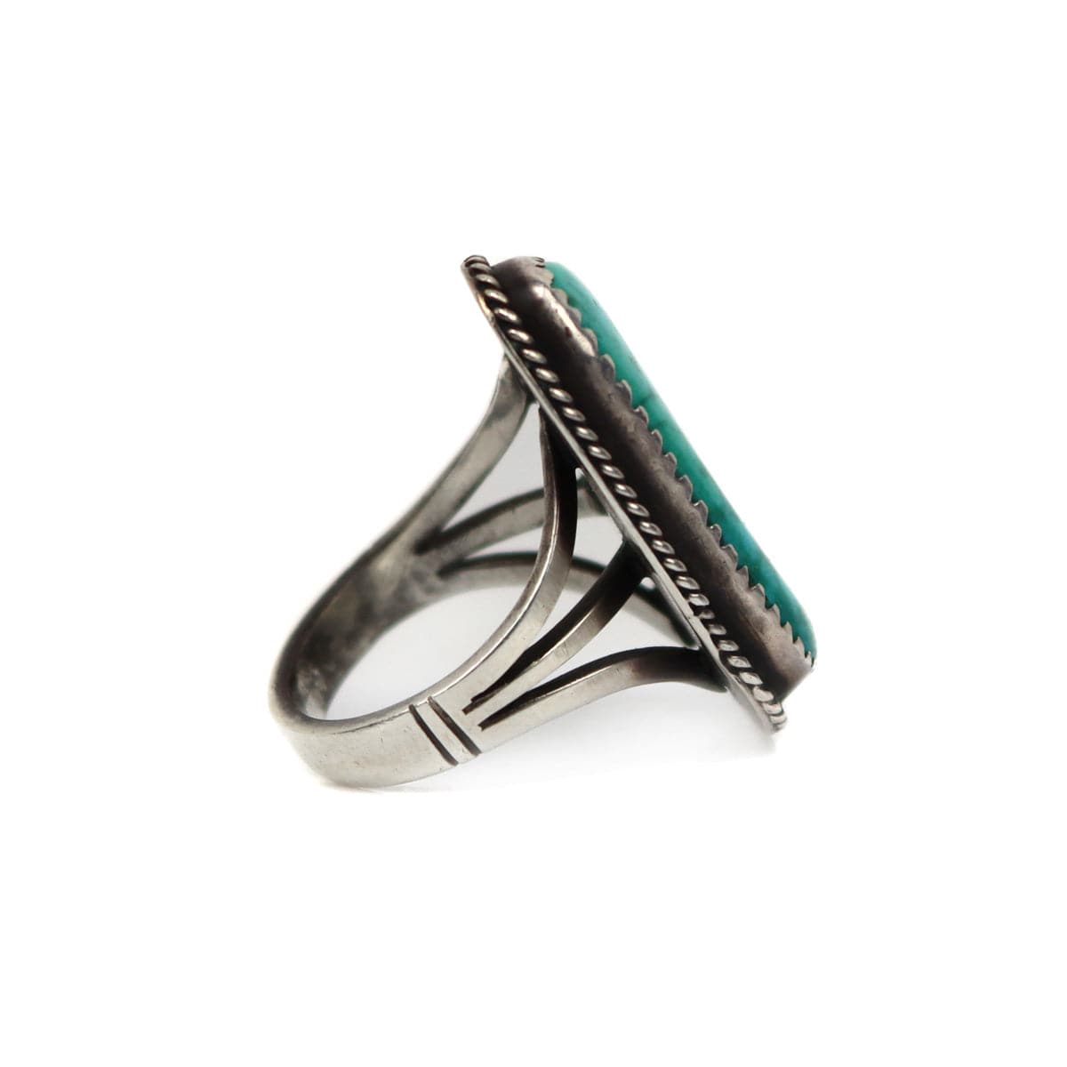 Mark Chee (1914-1981) - Navajo Blue Gem Turquoise and Silver Ring c. 1950s, Size 10.5 (J15057) 1