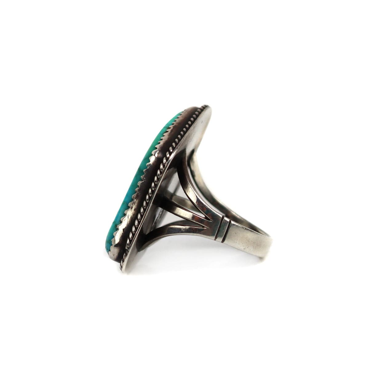 Mark Chee (1914-1981) - Navajo Blue Gem Turquoise and Silver Ring c. 1950s, Size 10.5 (J15057) 3