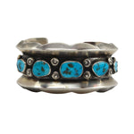 Navajo Turquoise and Silver Bracelet c. 1940s, size 6.75 (J15076-CO-006)