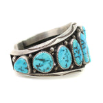 Orville Tsinnie (1943-2017) - Navajo Turquoise and Sterling Silver Bracelet with Stamped Design c. 1990-2000s, size 6.75 (J15079)1
