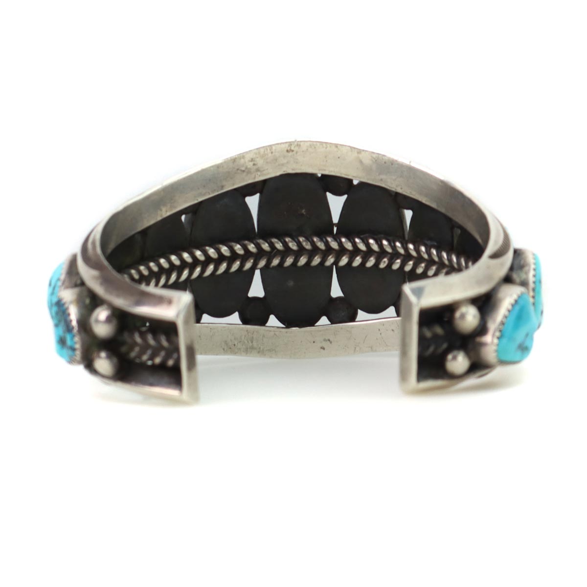 Orville Tsinnie (1943-2017) - Navajo Turquoise and Sterling Silver Bracelet with Stamped Design c. 1990-2000s, size 6.75 (J15079)2
