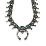 Navajo Lone Mountain Turquoise and Silver Squash Blossom Necklace and Earrings Set c. 1950s (J15120-CO-027) 2