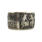 Gary Yoyokie (b. 1953) - Hopi Silver Overlay Bracelet with Kachina Pictorials c. 1991, size 6.375 - Includes Honorable Mention Ribbon (J15148)