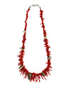 Navajo Coral Branch, Turquoise and Silver Necklace c. 1960s, 25" length (J15183-015)

