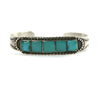 Attributed to Fred Peshlakai - Navajo Turquoise and Silver Bracelet with Stamped Design c. 1930-40s, size 6.75 (J15235)
