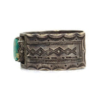 Carl and Irene Clark - Navajo Turquoise and Silver Bracelet with Stamped Design c. 1990-2000s, size 7 (J15240-CO-015) 3