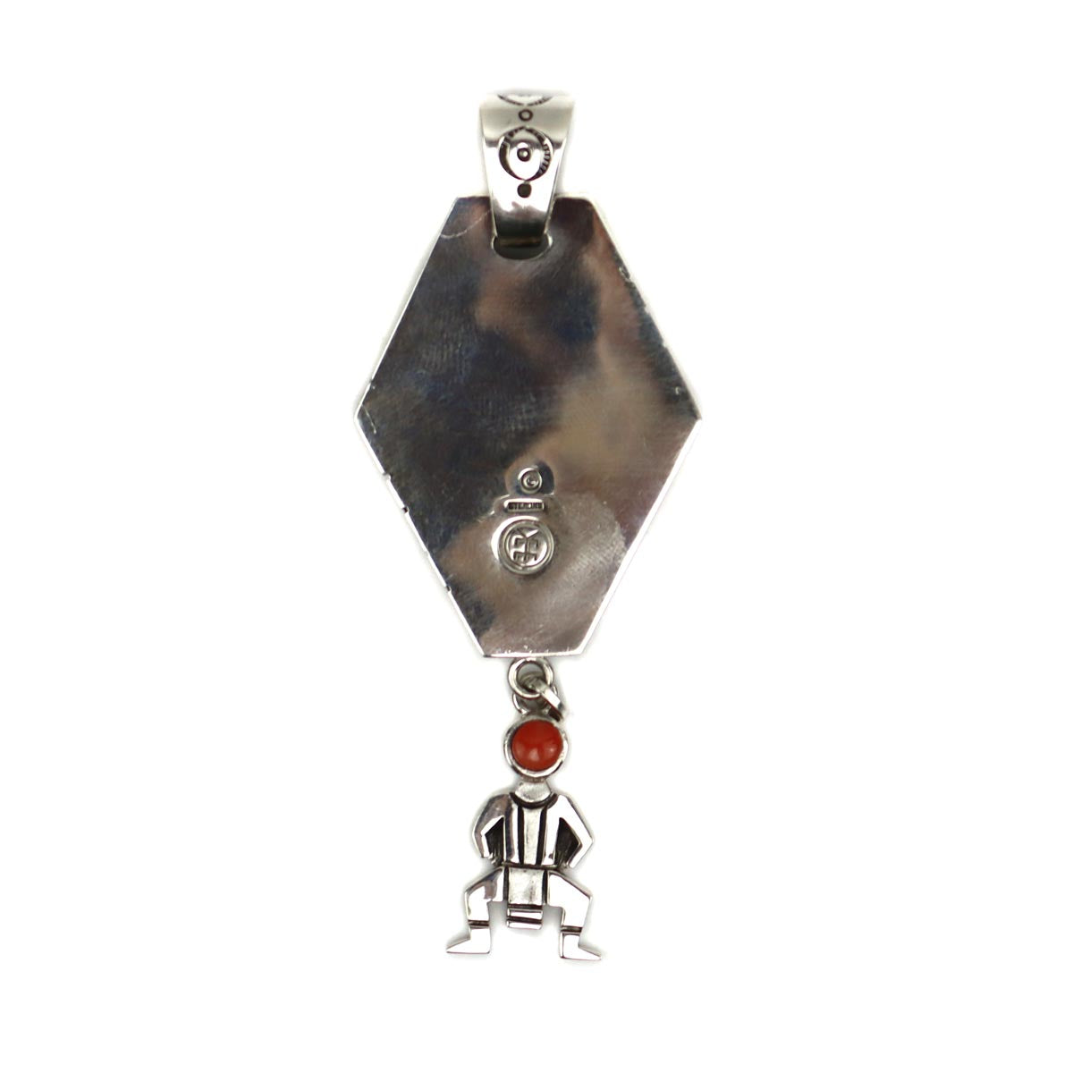 Roy Talahaftewa - Hopi Contemporary Multi-Stone and Sterling Silver Pendant, 3.5" x 1.25" (J15271) 1