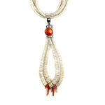 Rodney Coriz - Santo Domingo (Kewa) - Contemporary 5-Strand Clamshell Heishi, Spiny Oyster, and Sterling Silver Link Necklace with Jocla Pendants, 26" length (J15319) 1